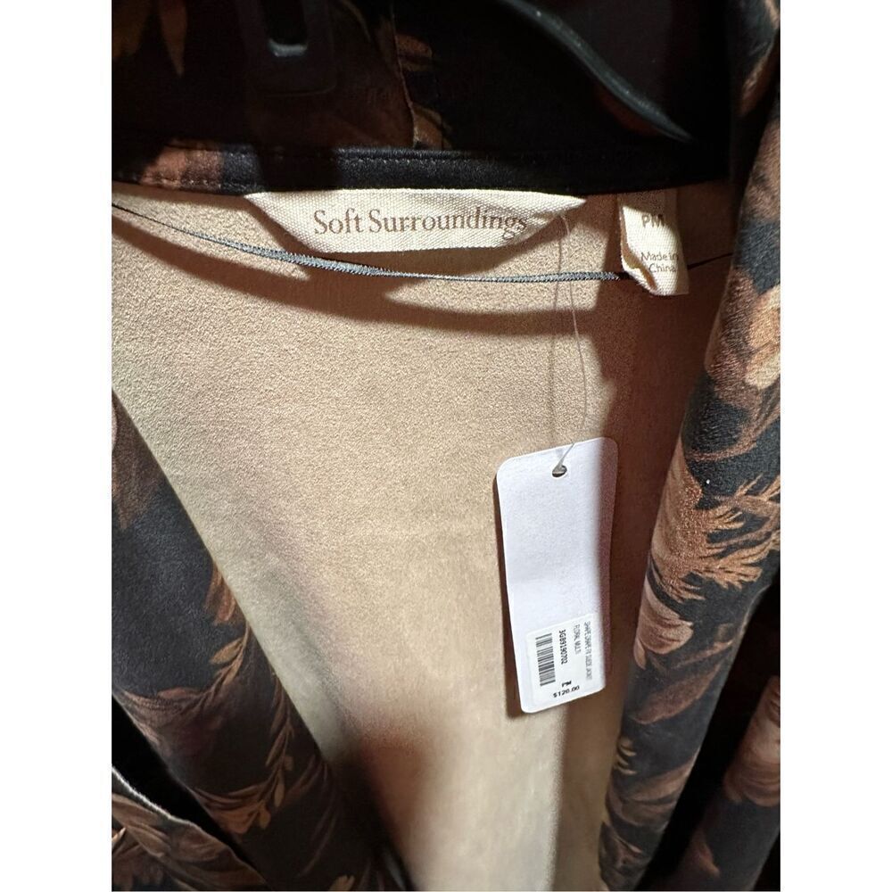 Soft Surroundings faux suede floral shape drape cardigan jacket PM petite - Picture 4 of 10